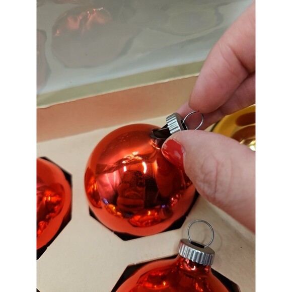 Shiny Brite Glass Ball Ornaments Original Box Vtg Lot Of 12 Solid Multi Color - Picture 15 of 16